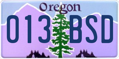 OR license plate 013BSD