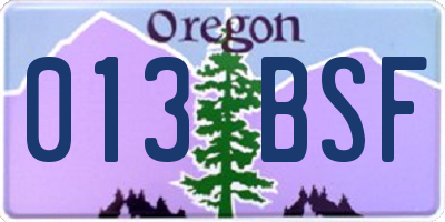 OR license plate 013BSF