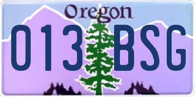 OR license plate 013BSG