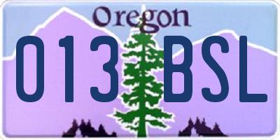 OR license plate 013BSL