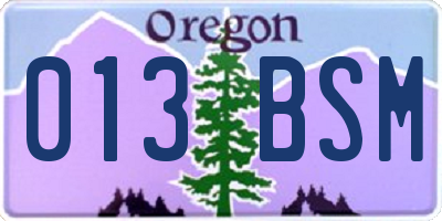 OR license plate 013BSM