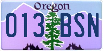 OR license plate 013BSN