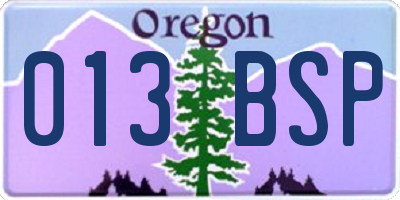 OR license plate 013BSP