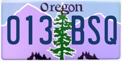 OR license plate 013BSQ