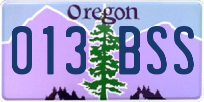 OR license plate 013BSS