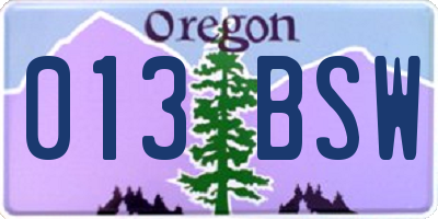 OR license plate 013BSW