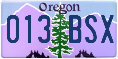 OR license plate 013BSX