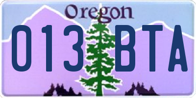 OR license plate 013BTA