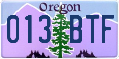 OR license plate 013BTF