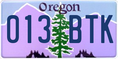OR license plate 013BTK