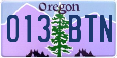 OR license plate 013BTN