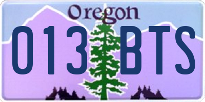 OR license plate 013BTS