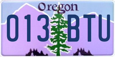 OR license plate 013BTU