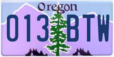 OR license plate 013BTW