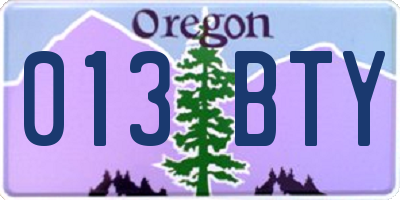 OR license plate 013BTY