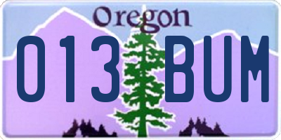 OR license plate 013BUM
