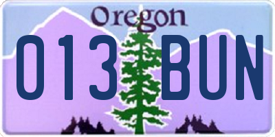 OR license plate 013BUN