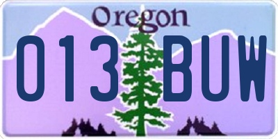 OR license plate 013BUW