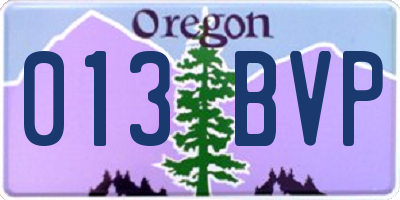 OR license plate 013BVP