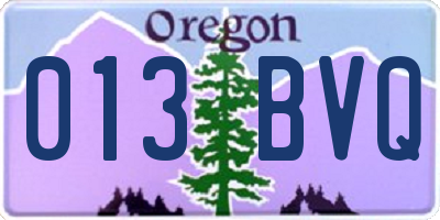 OR license plate 013BVQ