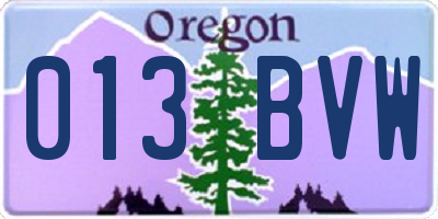 OR license plate 013BVW