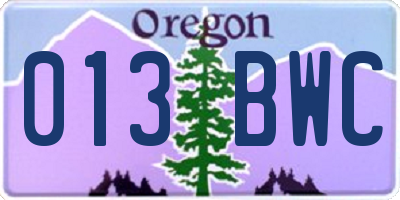 OR license plate 013BWC