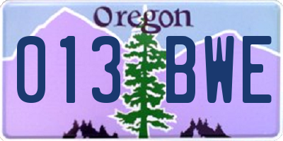 OR license plate 013BWE