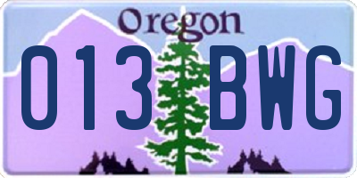 OR license plate 013BWG