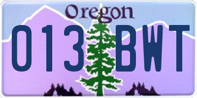 OR license plate 013BWT