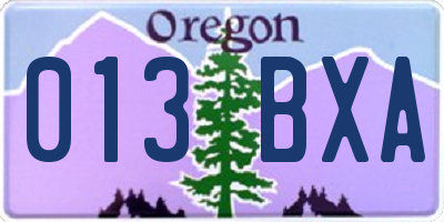 OR license plate 013BXA