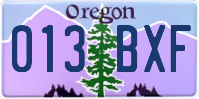 OR license plate 013BXF