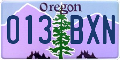 OR license plate 013BXN