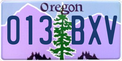 OR license plate 013BXV