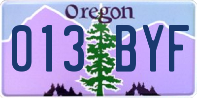 OR license plate 013BYF