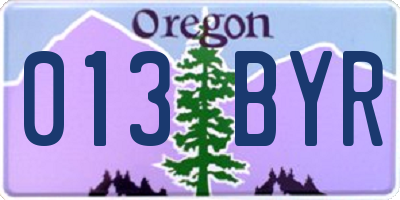 OR license plate 013BYR