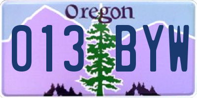 OR license plate 013BYW