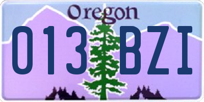 OR license plate 013BZI