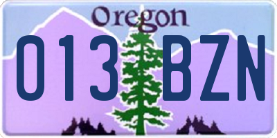 OR license plate 013BZN