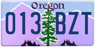 OR license plate 013BZT