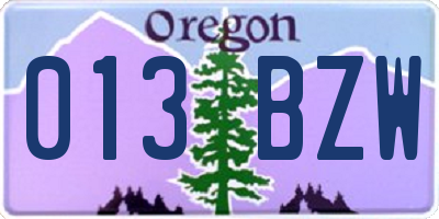 OR license plate 013BZW