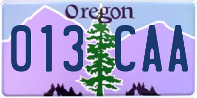 OR license plate 013CAA
