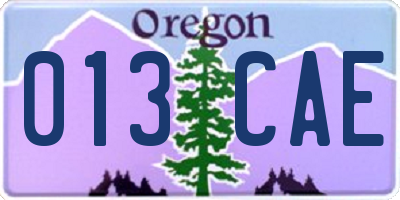 OR license plate 013CAE