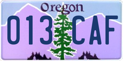 OR license plate 013CAF