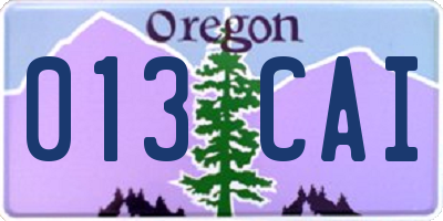 OR license plate 013CAI