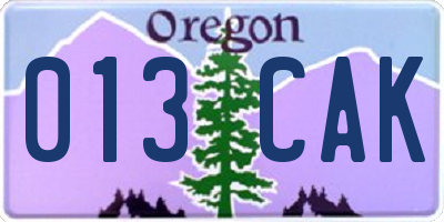 OR license plate 013CAK