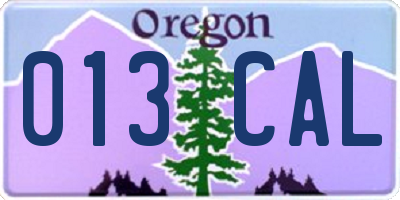OR license plate 013CAL