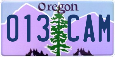 OR license plate 013CAM
