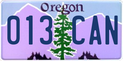 OR license plate 013CAN