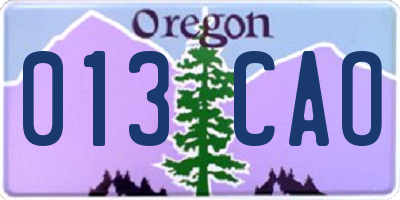 OR license plate 013CAO