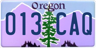 OR license plate 013CAQ